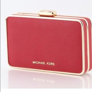MK Elsie Saffiano Leather Box Clutch